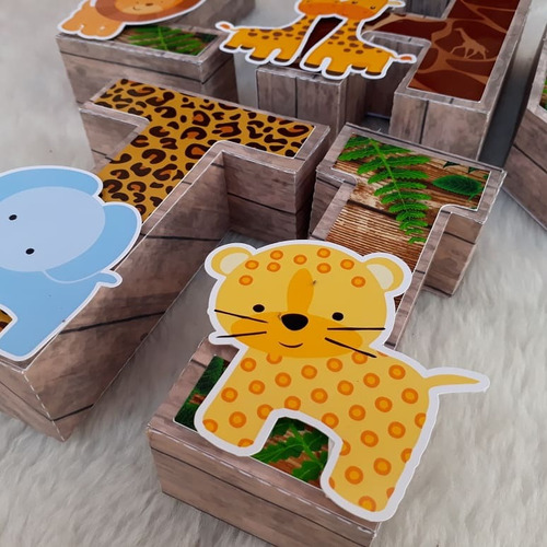Letras 3d Animales De La Selva Bosque Candy Deco X5 20 Cm