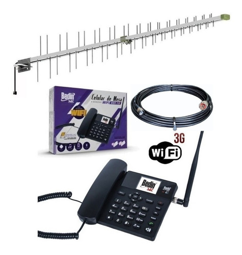 Kit Completo Telefone Celular Rural 3g Bdf12 Kit5015lte 10m
