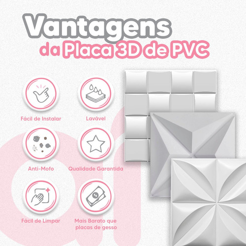 35 Placa Pvc Sala Quarto Área Externa Cadre 50cm X 50cm