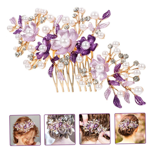 Peine Floral Con Tocado Para Boda De Novia