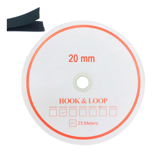 Velcro 20mm Hook Loop Rolo Com 25 Mts Macho E Fêmea (par) Cor 001 - Branco
