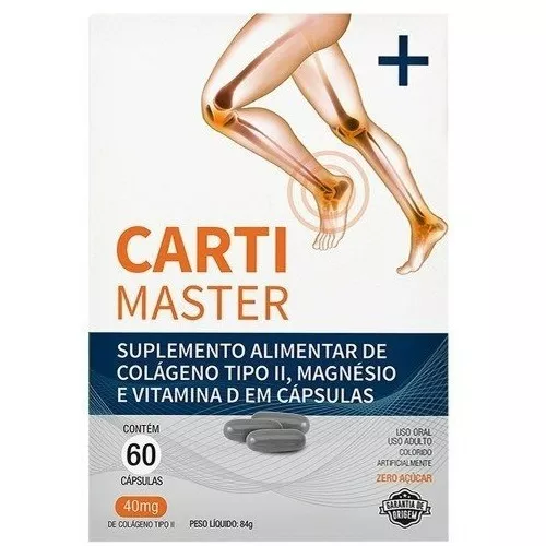 Carti master plus suplemento alimentar de colágeno tipo ii, magnésio e  vitamina d c/60 cps oferta na Drogal