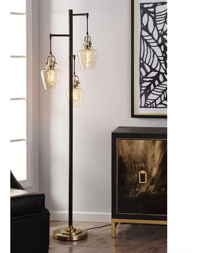 Lámpara De Piso Vintage Basia 3 Focos Farol Elegante 1.8 M