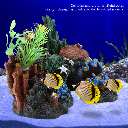 Adorno Acuario Pecera Marina Cueva Coral Resina Artificial
