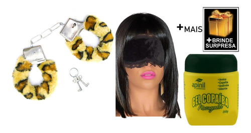Imagem 1 de 8 de Kit Tapa Olhos, Algemas De Metal, Gel De Massagem, 2 Brindes