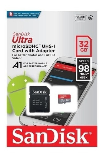 Cartão Micro Sd 32gb A1-ultra 98 Mb/s Sdhc Uhs-i Sandisk