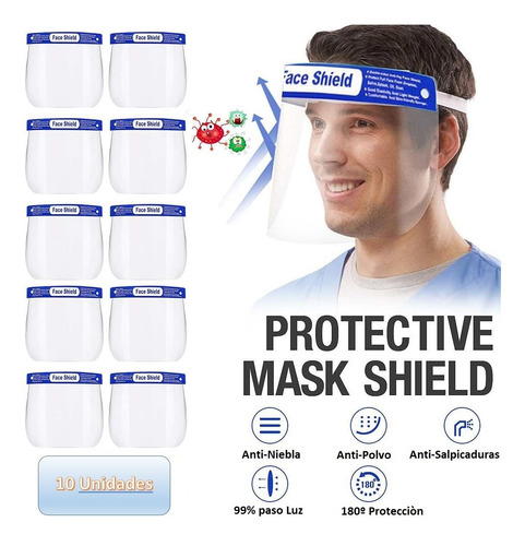 Careta Mascara Protección Facial Bioseguridad Importada X10u