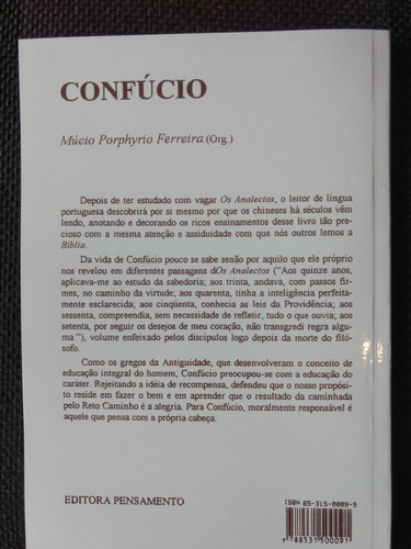 Livro Novo Os Analectos De Confucio, Vida E Doutrina