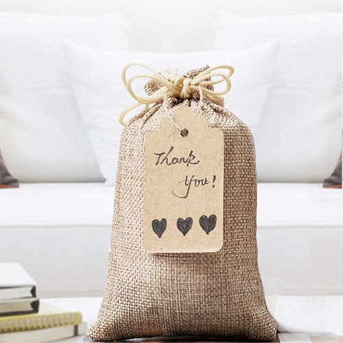 Homum 25pcs Premium Burlap Bolsas De Regalo Con Cordón Y 25p Cable