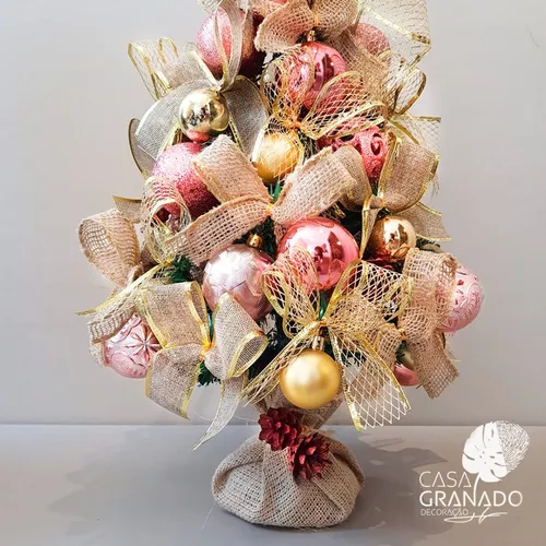 Bolas Para Árvore De Natal Enfeite Decoração 5cm 6 unidade Rosa gold