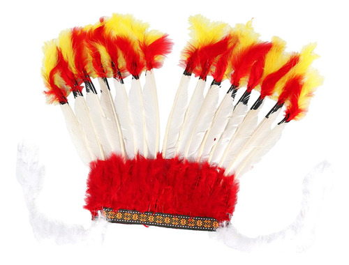 3 Diadema Con Tocado De Plumas, Sombrero Indio Jefe, Tocado