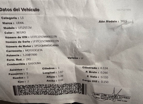 Moto Lifan 2021 (2858 Kms) Incluye Casco, Cadena Y Cobertor