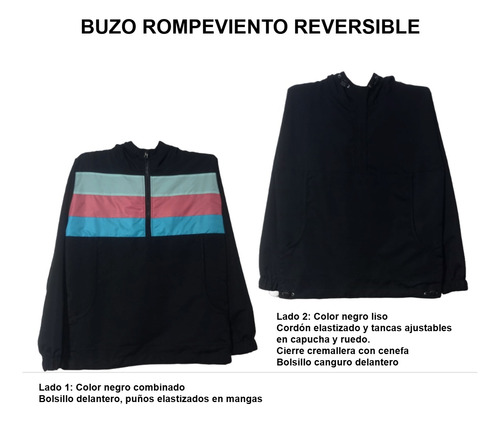 Buzo Rompeviento Reversible Para Mujer Con Empacable