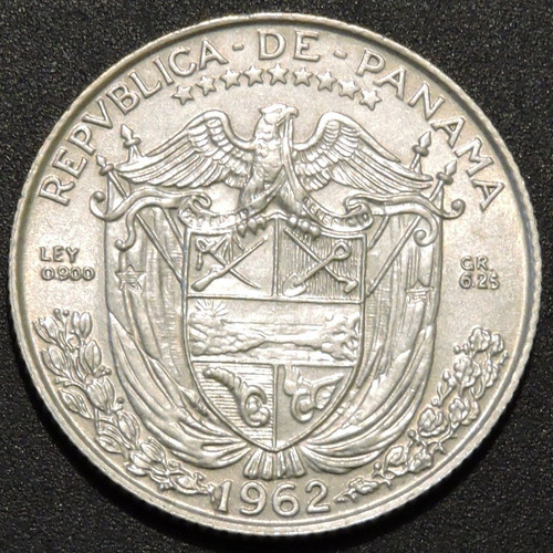 Panamá - 1 Cuarto De Balboa 1962 - Plata 900 - Excelente ++ (Usado)