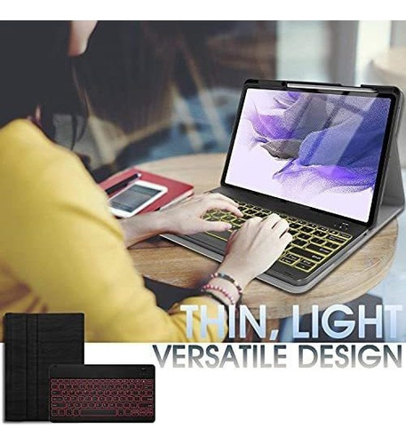 Funda Con Teclado Wineecy For Galaxy Tab S8 Plus, Color Neg