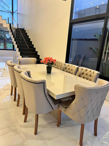 Mesa Jantar Auto Brilho Com 8 Poltronas