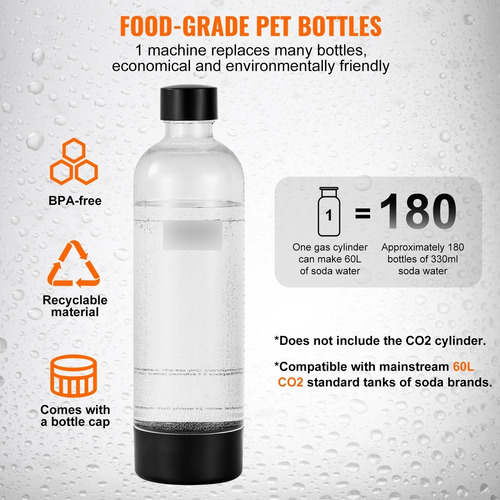 Máquina De Agua Con Gas Vevor Seltzer 1l Sin Bpa