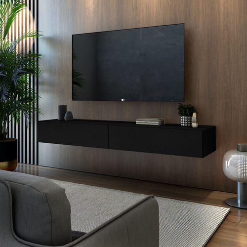 Rack Aereo Grande Para Sala Tv Home Theater Com Duas Gavetas