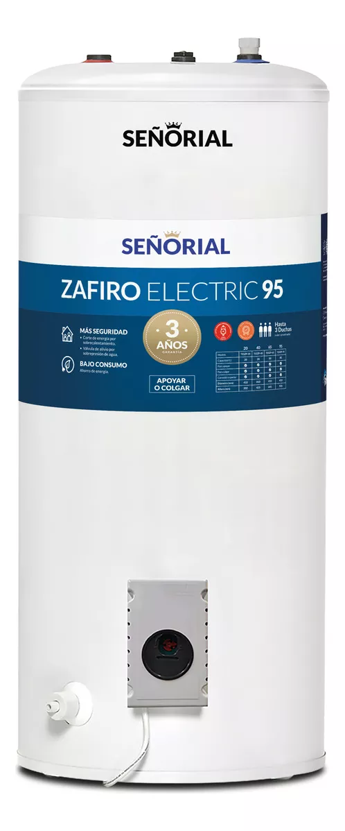 Termotanque Eléctrico 80lts Litros Señorial Zafiro TESZP-95 C/Sup