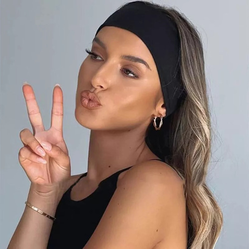 Vincha Tela Elástica Bandana Lisa Deportiva Bianca Sheli 209 Turquesa