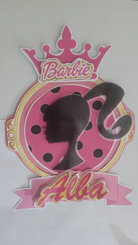 Topo Topper De Bolo Barbie 3d Personalizado