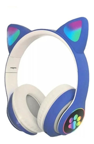 Fone De Ouvido Over-ear Gamer Sem Fio Cat Stn-28 Rosa Led