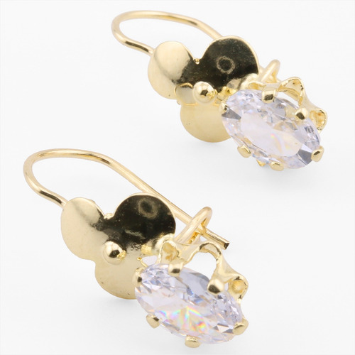 Aretes Lujo Oro Sólido 10k Flor Trébol Suerte Zirconias Aida