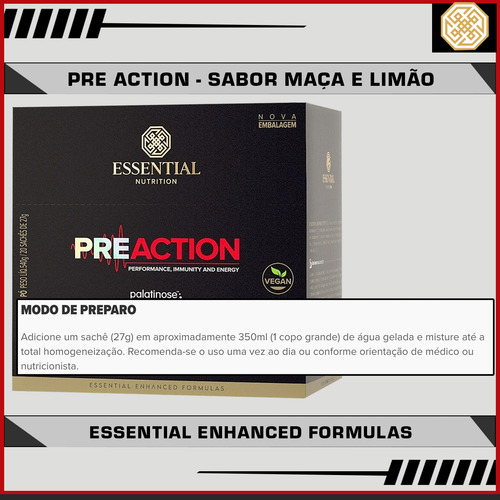 Pre-action Energy Drink 27g (540g) 20 Sachês - Essential