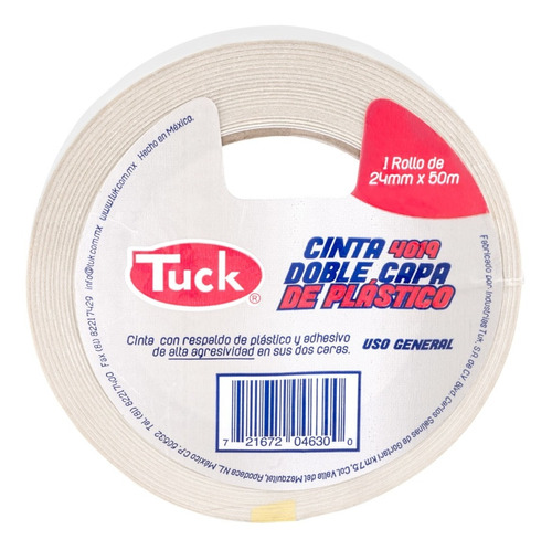 Cinta Adhesiva Doble Cara De Plastico Tuk 24 Mm X 50 M