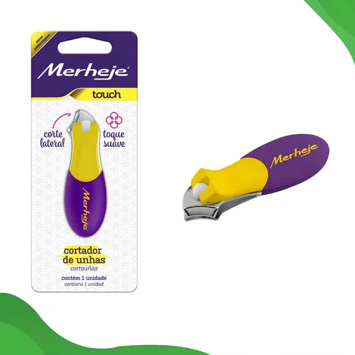 Cortador de uñas lateral Merheje Touch mango de goma color amarillo / morado