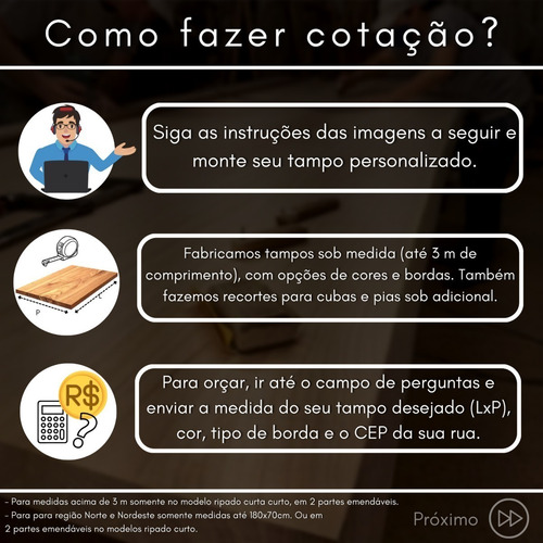 Tampo De Mesa Madeira Maciça Sob Medida Escritório 120x60