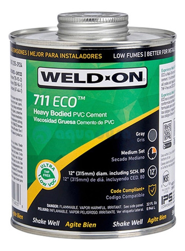 Pegamento Weld On Pvc 711 De 1 Litro Verde