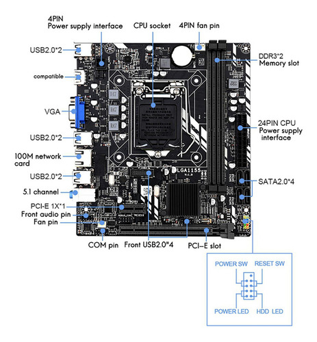 Dnxb Placa-mãe H61m Suporta Lga 1155 Substituição Direta