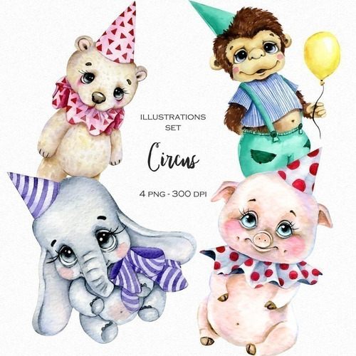 Cliparts Png Animales En El Circo Bb5 Kit Imprimible