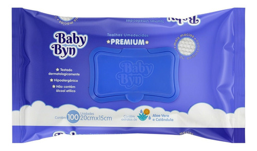 Baby Byn Toalha Umedecida Macia Premium Pacote 100 Unidades