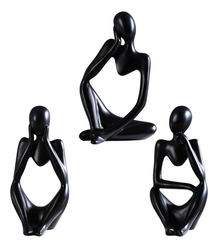 Decoración De Figuras Abstractas Negras De 3 Piezas