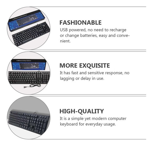 . .. Teclado Usb Com Fio Teclado De Letras Russas Tamanho