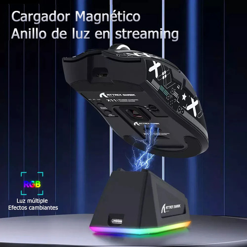 Mouse Para Jogos Sem Fio Attack Shark X11 Com Base