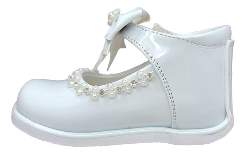 Zapato De Charol Blanco Pibe Semi-ortopédico Para Bebé Niña
