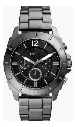 Reloj Para Caballero Fossil Bq2817 Gris Oscuro Fondo Negro
