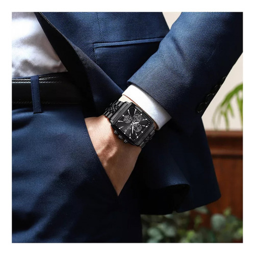 Reloj Cuadrado De Lujo De Acero Inoxidable Con Cronógrafo Re