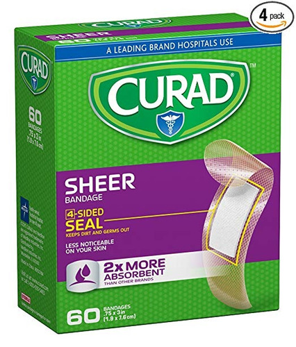 Curad Sheer 3/4 X 3, 60 Conteo (paquete De 4)