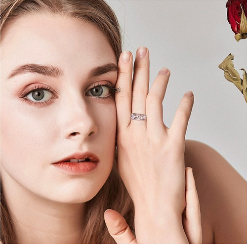 Imagen 4 de 7 de Anillo Argolla Para Mujer Flores Fabricado En Plata 925