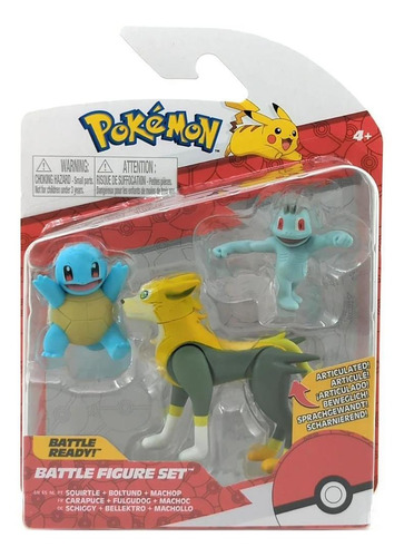 Pokemon Squirtle, Boltund E Machop - Battle Figure Set