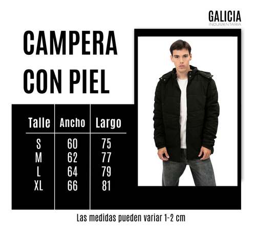 Campera Parka Hombre Premium Piel Capucha Desmontable