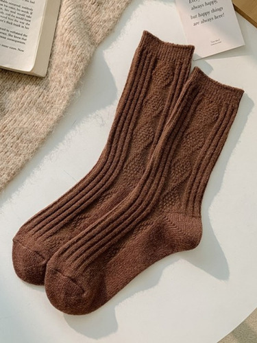 1 Par Calcetines Suaves A Media Pantorrilla Para Mujer