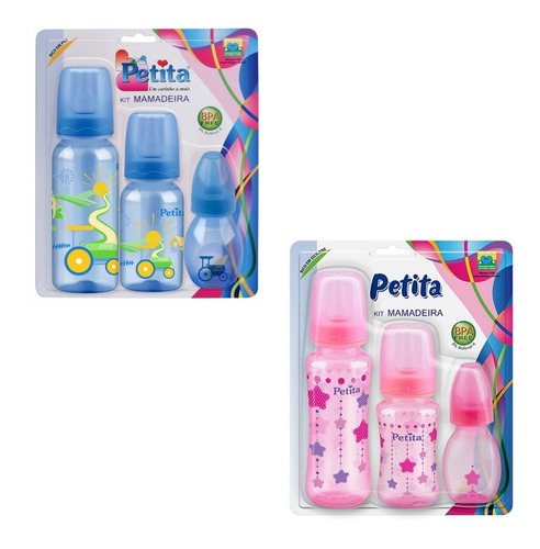 Kit Mamadeira Petita C/03 Azul 240ml 140ml 60ml