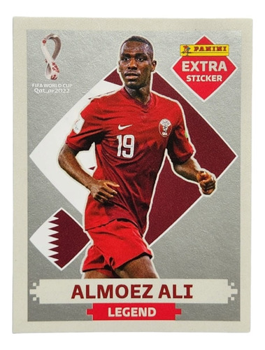 Lámina Almoez Ali Silver Plata Extra Sticker Panini Qatar