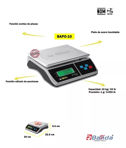 Báscula Digital Porcionadora Para 10kg Rhino Bapo10