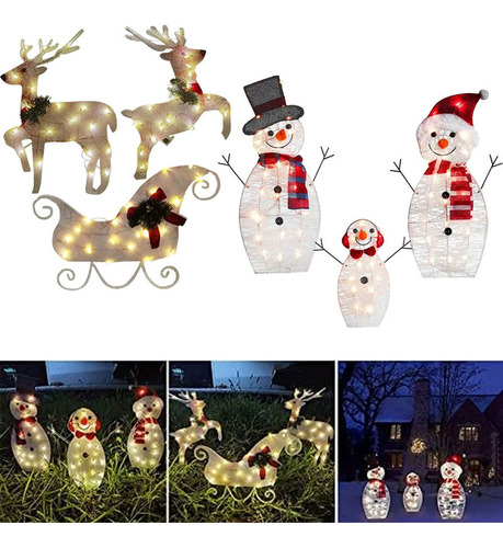 6 Luzes Do Jardim De Boneco De Neve De Rena De Natal Led